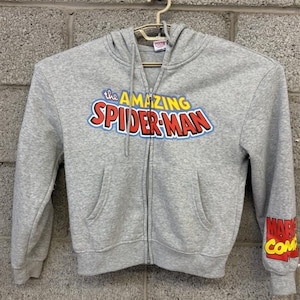 The Amazing Spider-Man Gray Zip-Up Hoodie with Graphic Print image 1