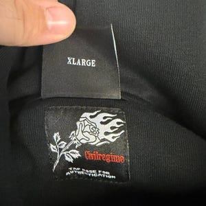 Civil Regime Rhinestone Flame Zip Hoodie XL Black Streetwear afbeelding 3