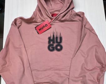 HUGO BOSS Hoodie DEFNIO Print Cotton dark pinkish nwt