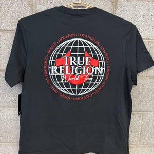 Camiseta gráfica negra de la gira mundial de True Religion 2021, talla 2XL, nueva con etiquetas. imagen 2
