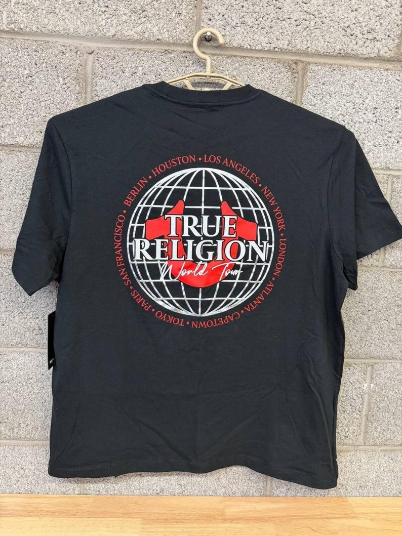 Camiseta gráfica negra de la gira mundial de True Religion 2021, talla 2XL, nueva con etiquetas. imagen 2