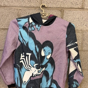 Handmade Spider-Man Symbiote Tapestry Hoodie XL Marvel Style image 1