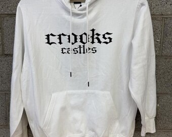 2020s Crooks & Castles Logo Hoodie White Pullover Size 3XL