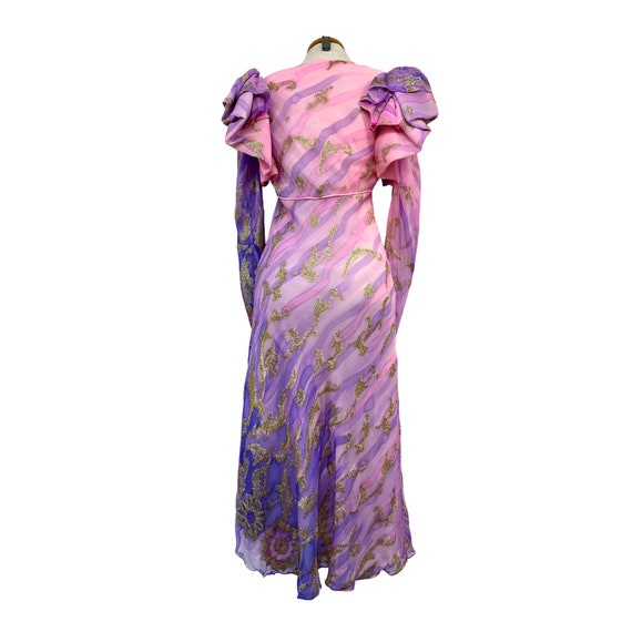 Vtg 70s 80s Glam Judy Hornby Couture Silk Chiffon… - image 5