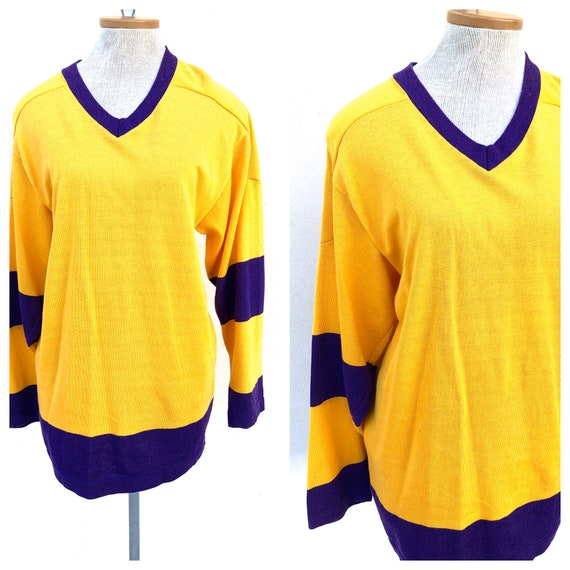 Vintage VTG 1960s Purple and Yellow Knit Sports J… - image 1