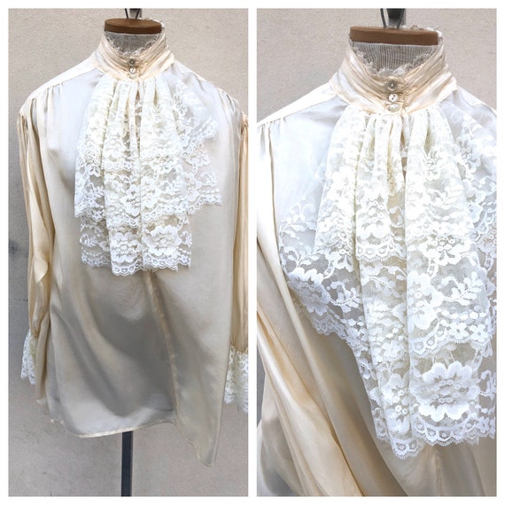 Vintage VTG 1980s 80s does Victorian Cream Lace Le