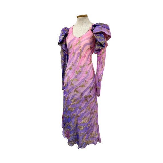 Vtg 70s 80s Glam Judy Hornby Couture Silk Chiffon… - image 4