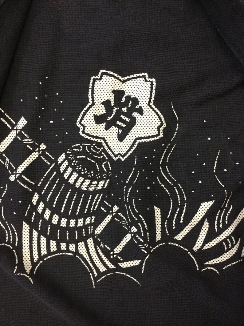 Amazing Vintage Traditional Japanese Character Stitched Fireman Hanten Kimono RobeJacket