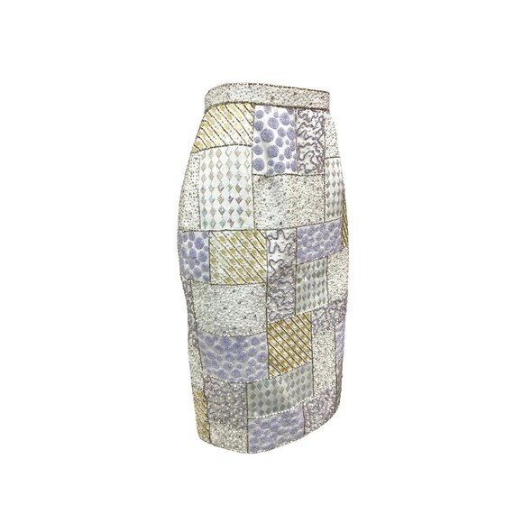 Vtg Vintage 90s Snow Queen Iridescent Pastel Beaded White Mini Pencil Skirt Etsy