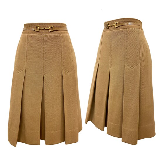 Vtg 90s 00s Y2K Era French Designer Celine Pleated Camel Horse Bit Mini Skirt Etsy