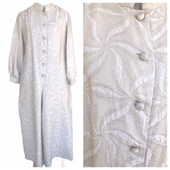 Vintage VTG 1960s 60s Silver Brocade Wide Leg Mod