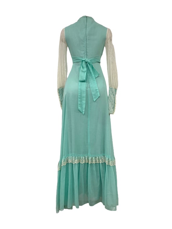 Vtg VIntage 1970s Gunne Sax Style Turquoise Lace … - image 4