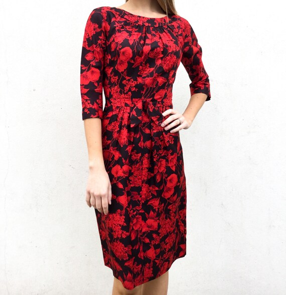 Gorgeous 1950's Jerry Gilden Black and Red Floral