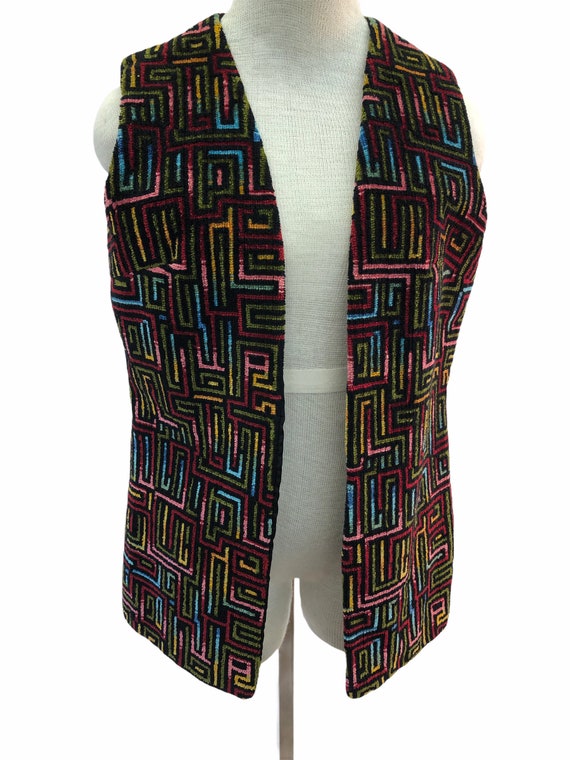 Vintage VTG 1960s 1970s Multicolored Woven Open V… - image 2