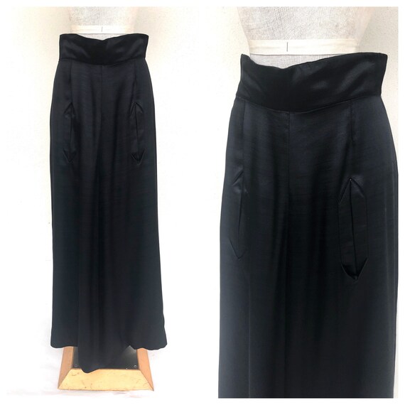 Vintage VTG 1930s 1940s 30s 40s Black Sleek Maxi S