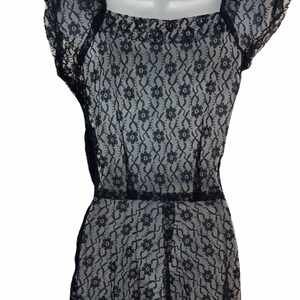 Vintage VTG 1930s 1940s Navy Lace Sheer Short Sleeve Dress image 6