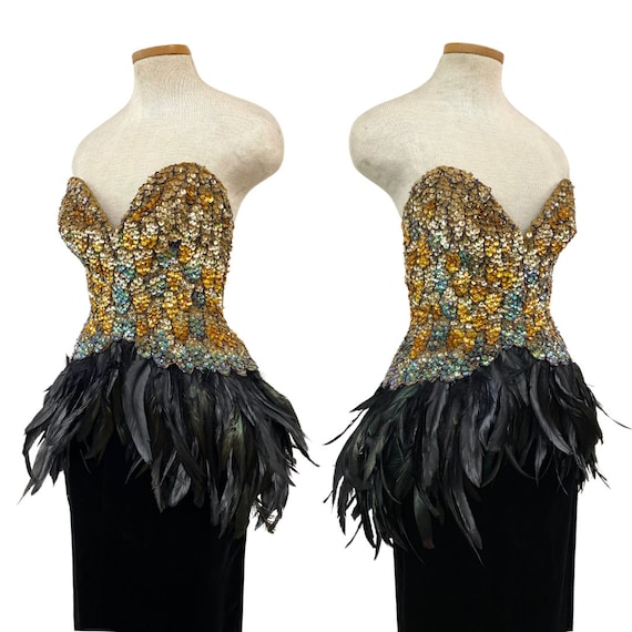 Vtg 80s 1980s Glam Disco Era Studio 54 Ball Gown … - image 1