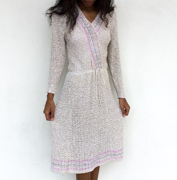 Lovely 1980's does 1930's Loose Knit Sweater Dress