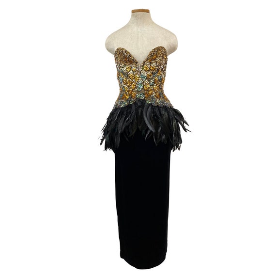 Vtg 80s 1980s Glam Disco Era Studio 54 Ball Gown … - image 3