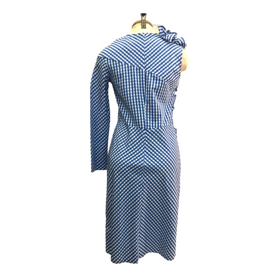 Vintage VTG 1990s White Blue Gingham Asymmetrical… - image 3