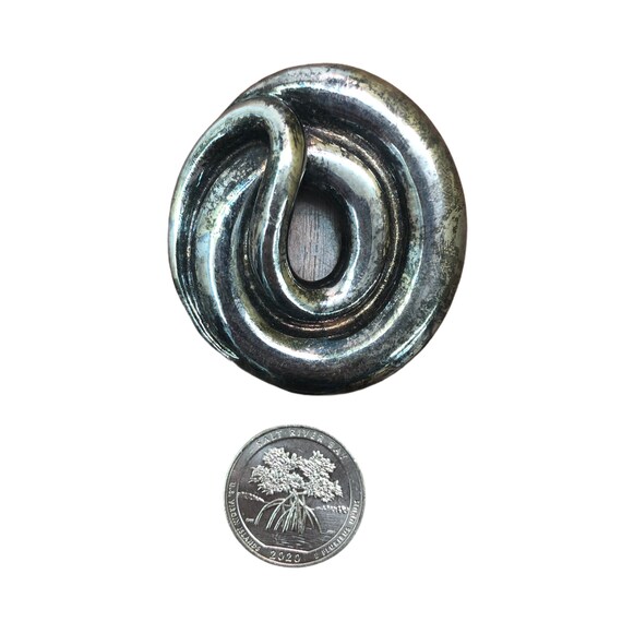 Vintage VTG Sterling Silver Round Brutalist Pin B… - image 3