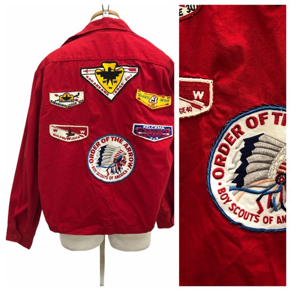 Vintage VTG 1950s 50s Red Boy Scout Patched Patch