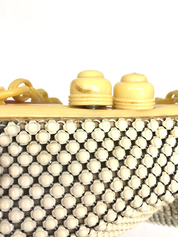 Vintage VTG 1930s 30s Cream Beaded Small Clutch E… - image 3