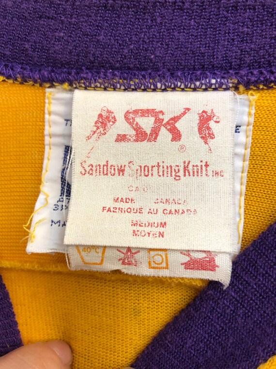 Vintage VTG 1960s Purple and Yellow Knit Sports J… - image 4