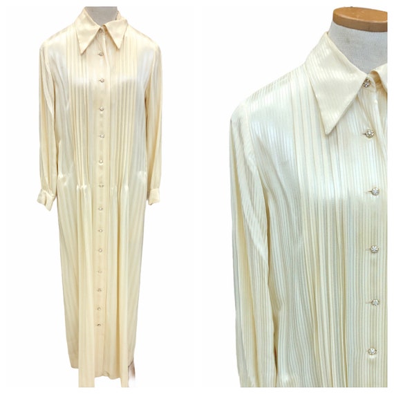 Vintage 1970s Nat Kaplan Couture Cream Striped Ple