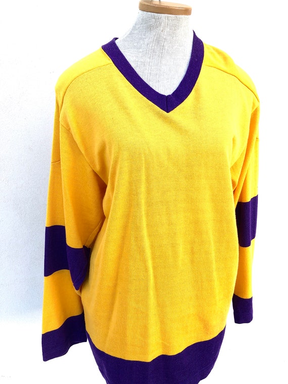 Vintage VTG 1960s Purple and Yellow Knit Sports J… - image 5