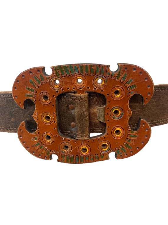 Vtg Vintage 1960s 60s Tooled Leather Belt