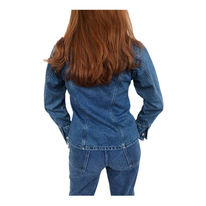 Vintage VTG 1980s 80s Medium Wash Fitted Denim Jacket image 5