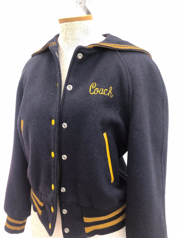 Vintage VTG 1940s 1950s Navy Embroidered Varsity … - image 3