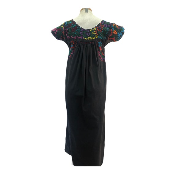 Vintage VTG 1970s 70s Black Mexican Embroidered F… - image 3