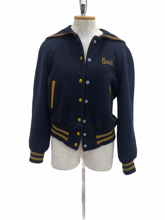 Vintage VTG 1940s 1950s Navy Embroidered Varsity … - image 1