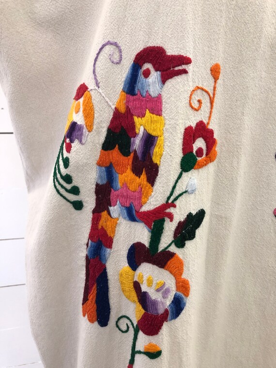 Vintage VTG 1970s 70s White Bird Embroidered Mult… - image 4