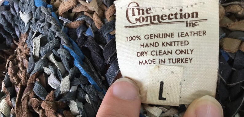 Late 70s Multicolored Hand Knit Braided Leather Boxy Top