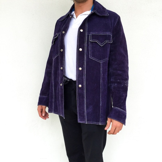Groovy navy suede 1970s jacket