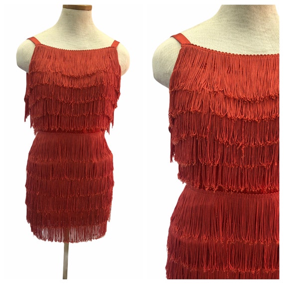 Vintage VTG 1960s 60s Pink Salmon Fringed Flapper