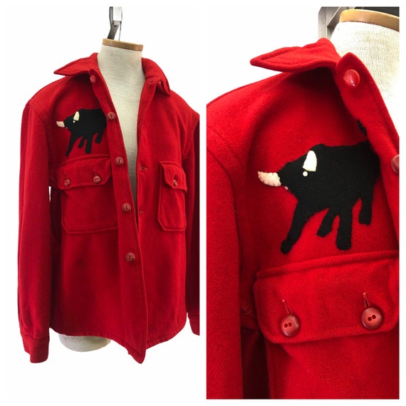 Vintage VTG 1950s 50s Red Boy Scout Embroidered Ja