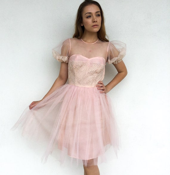 Super Sweet 1950's Pale Pink Lace and Mesh Cupcake