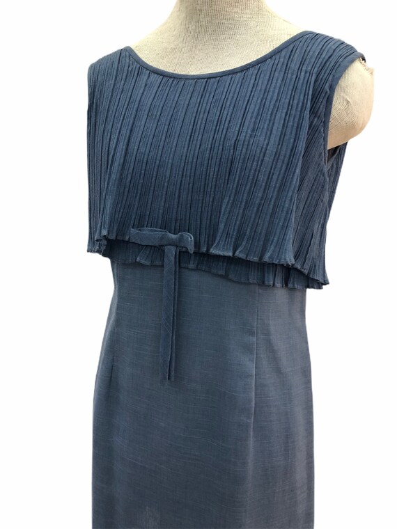 Vintage VTG 1960s 60s Blue Mod Ruffle Wiggle Dress - image 4