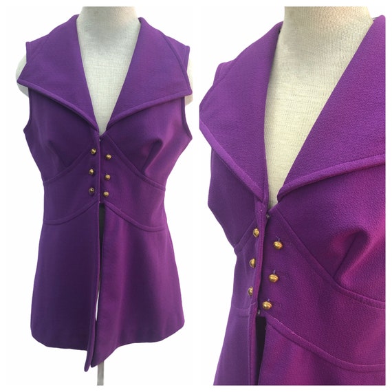 Vintage VTG 1960s 1970s H Bar C Purple Mod Tunic D