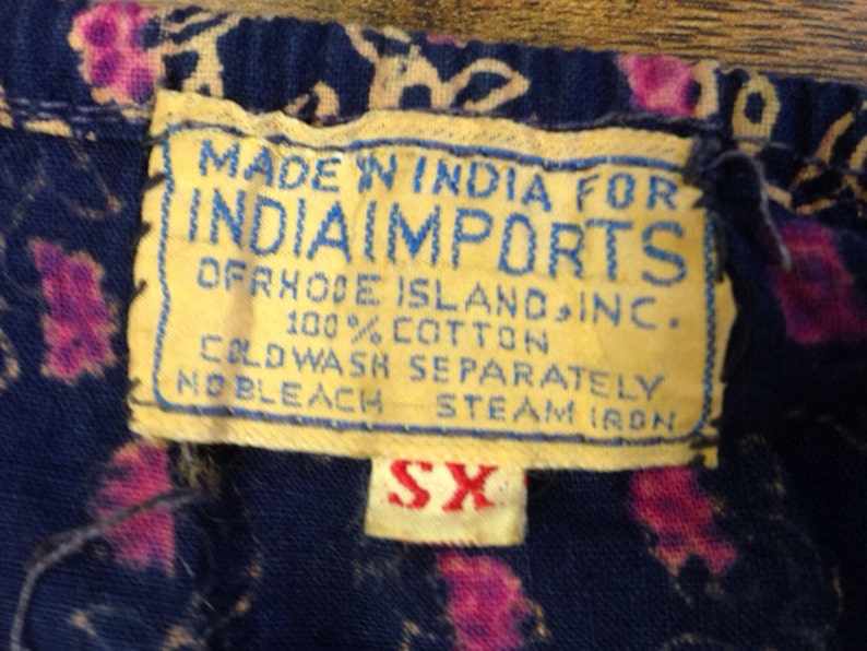 Beautiful Indian 1970/'s Floral Bohemian Peasant Top