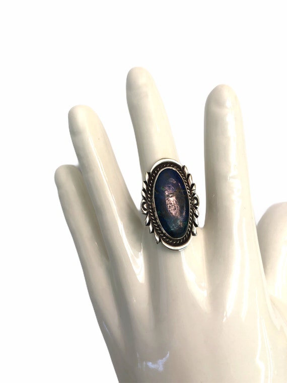 Vintage VTG Signed Lapis Southwestern Sterling Si… - image 1