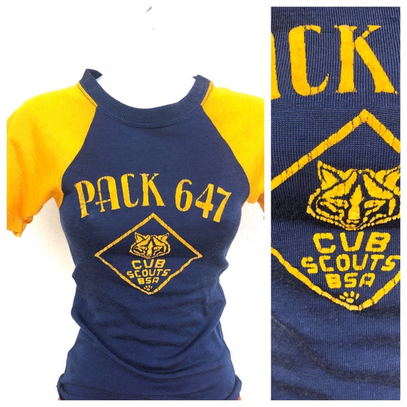 Vintage VTG 1950s 1960s Blue Yellow Cub Scouts T S