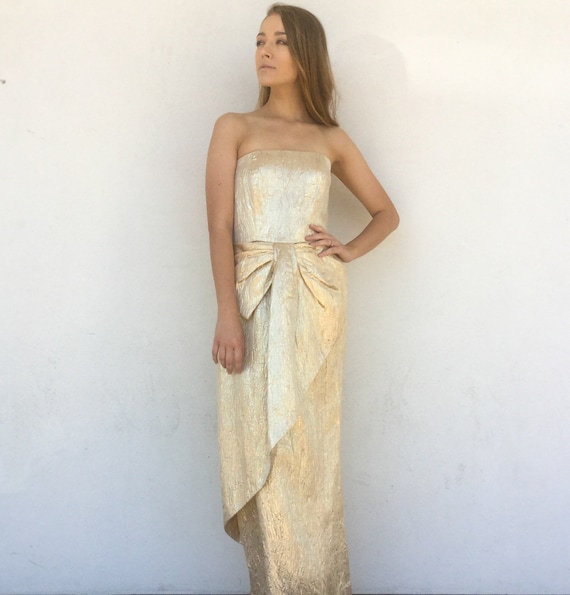gold metallic gown