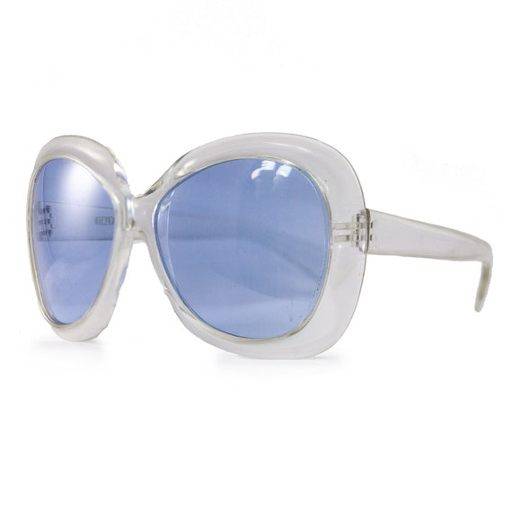 Vintage VTG 1970s 70s Clear Oversized Blue Lens Ro