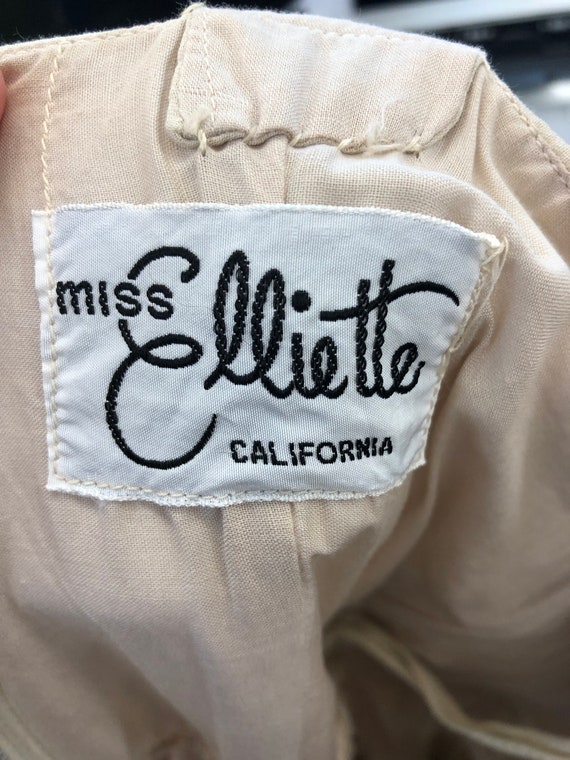 Vintage VTG 1970s Miss Elliette Cream Organza Sle… - image 4