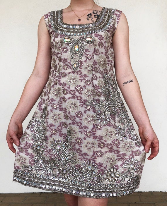 rhinestone shift dress